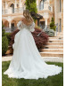 Beaded Ivory Lace Organza Pickup Wedding Dress With Detachable Sleeves